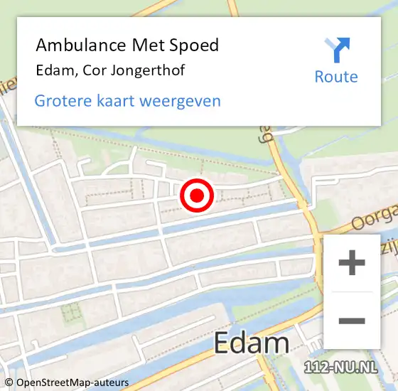 Locatie op kaart van de 112 melding: Ambulance Met Spoed Naar Edam, Cor Jongerthof op 7 november 2019 16:25