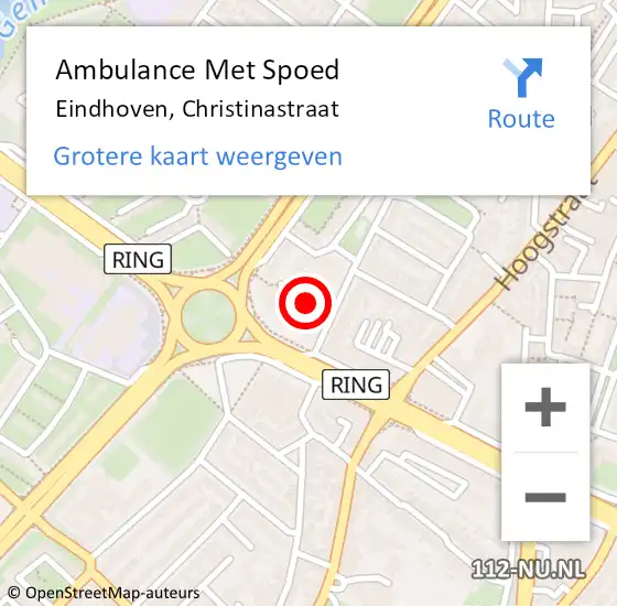 Locatie op kaart van de 112 melding: Ambulance Met Spoed Naar Eindhoven, Christinastraat op 7 november 2019 18:30