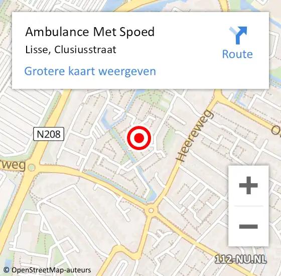 Locatie op kaart van de 112 melding: Ambulance Met Spoed Naar Lisse, Clusiusstraat op 7 november 2019 20:45