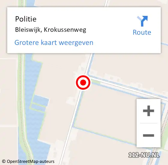 Locatie op kaart van de 112 melding: Politie Bleiswijk, Krokussenweg op 8 november 2019 07:17