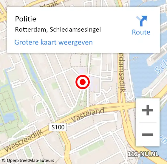 Locatie op kaart van de 112 melding: Politie Rotterdam, Schiedamsesingel op 8 november 2019 11:51