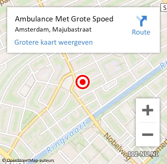 Locatie op kaart van de 112 melding: Ambulance Met Grote Spoed Naar Amsterdam, Majubastraat op 8 november 2019 14:38