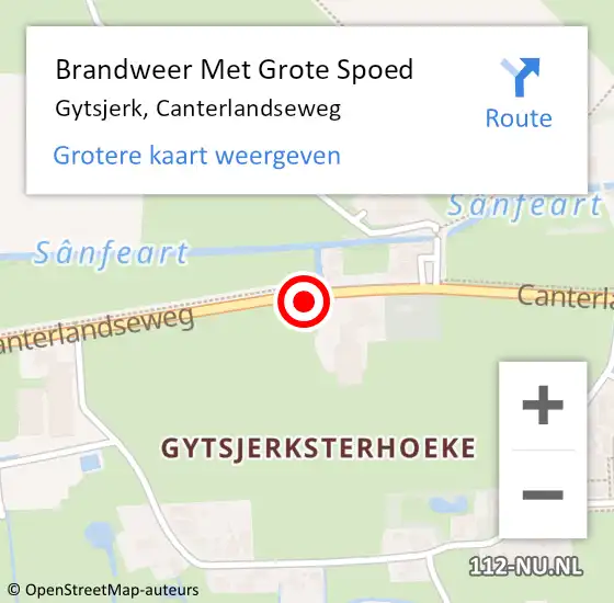 Locatie op kaart van de 112 melding: Brandweer Met Grote Spoed Naar Gytsjerk, Canterlandseweg op 8 november 2019 15:25