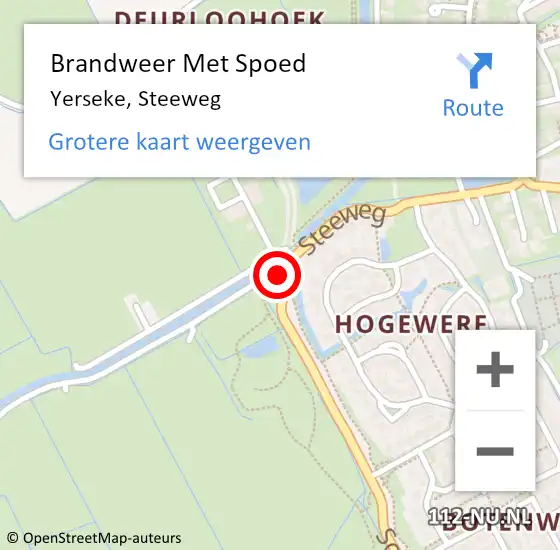 Locatie op kaart van de 112 melding: Brandweer Met Spoed Naar Yerseke, Steeweg op 8 november 2019 15:58