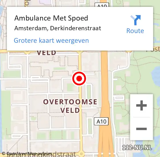 Locatie op kaart van de 112 melding: Ambulance Met Spoed Naar Amsterdam, Derkinderenstraat op 8 november 2019 18:37