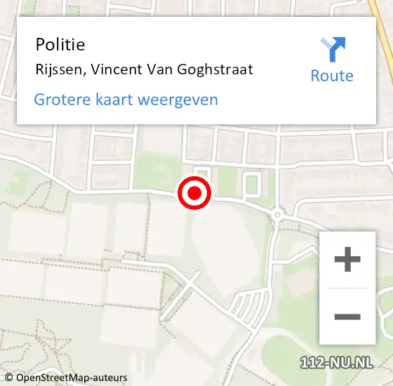 Locatie op kaart van de 112 melding: Politie Rijssen, Vincent Van Goghstraat op 8 november 2019 19:03