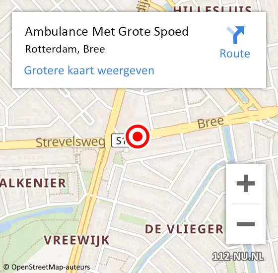 Locatie op kaart van de 112 melding: Ambulance Met Grote Spoed Naar Rotterdam, Bree op 8 november 2019 21:11
