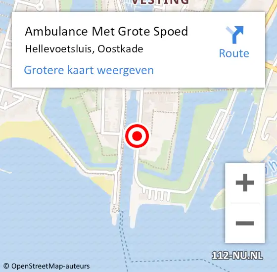 Locatie op kaart van de 112 melding: Ambulance Met Grote Spoed Naar Hellevoetsluis, Oostkade op 8 november 2019 21:28