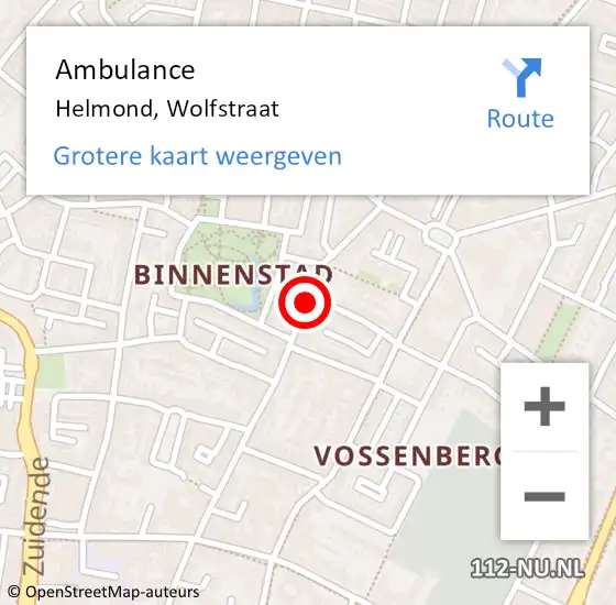 Locatie op kaart van de 112 melding: Ambulance Helmond, Wolfstraat op 8 november 2019 23:03