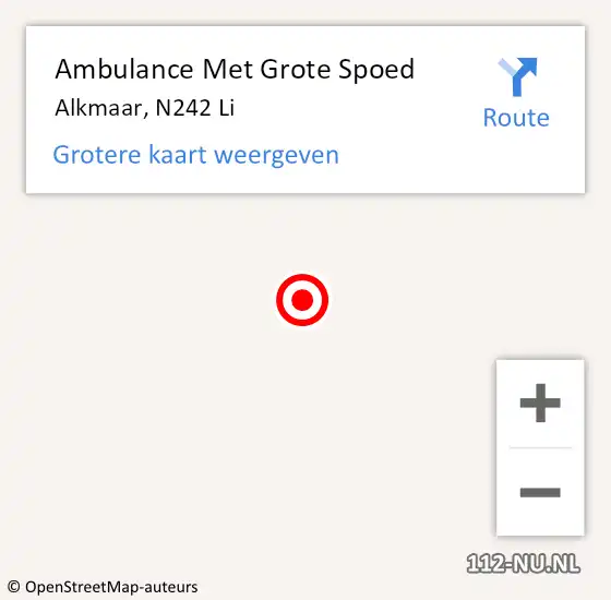 Locatie op kaart van de 112 melding: Ambulance Met Grote Spoed Naar Alkmaar, N242 Li op 9 november 2019 02:05