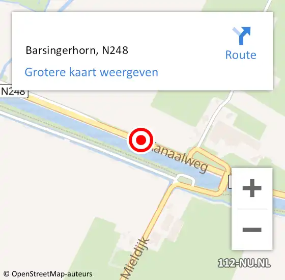 Locatie op kaart van de 112 melding:  Barsingerhorn, N248 op 9 november 2019 07:40