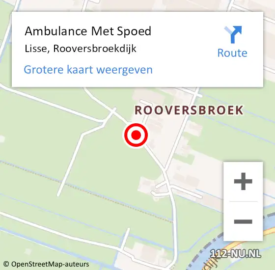 Locatie op kaart van de 112 melding: Ambulance Met Spoed Naar Lisse, Rooversbroekdijk op 9 november 2019 09:25