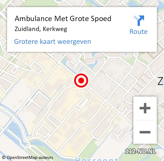 Locatie op kaart van de 112 melding: Ambulance Met Grote Spoed Naar Zuidland, Kerkweg op 9 november 2019 10:41