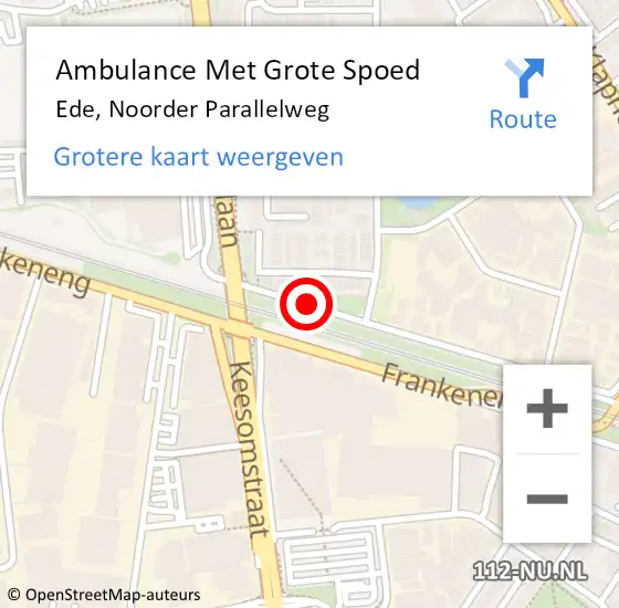Locatie op kaart van de 112 melding: Ambulance Met Grote Spoed Naar Ede, Noorder Parallelweg op 9 november 2019 13:55