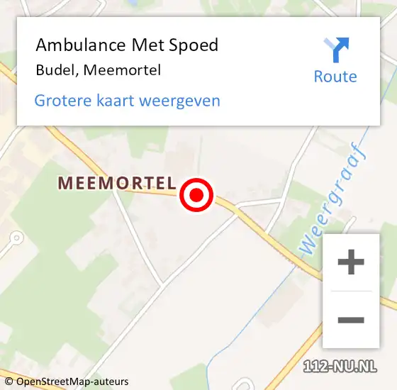 Locatie op kaart van de 112 melding: Ambulance Met Spoed Naar Budel, Meemortel op 9 november 2019 20:13