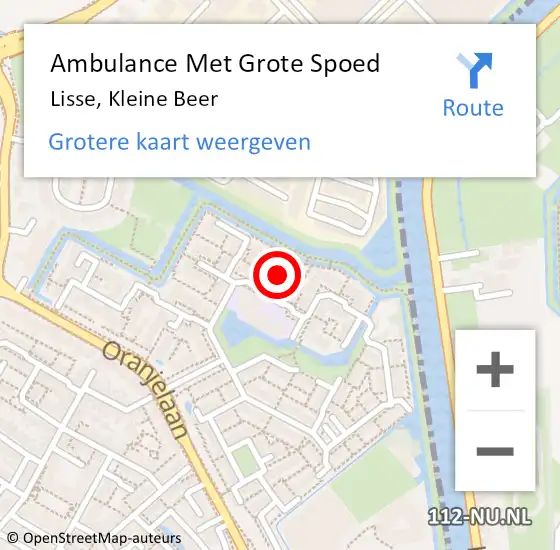 Locatie op kaart van de 112 melding: Ambulance Met Grote Spoed Naar Lisse, Kleine Beer op 9 november 2019 21:08
