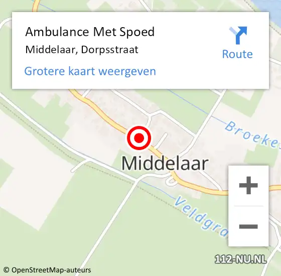 Locatie op kaart van de 112 melding: Ambulance Met Spoed Naar Middelaar, Dorpsstraat op 9 november 2019 21:20