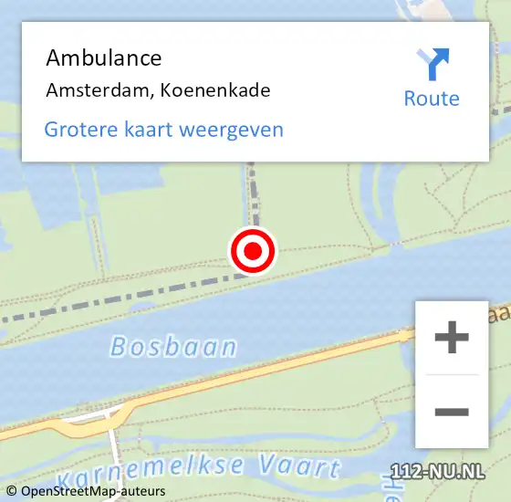 Locatie op kaart van de 112 melding: Ambulance Amsterdam, Koenenkade op 9 november 2019 22:50