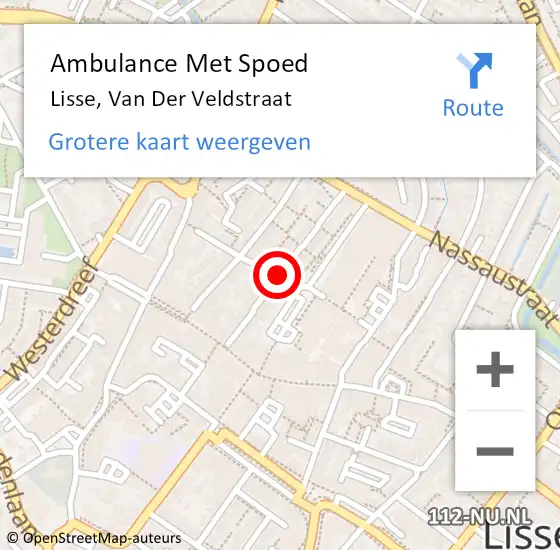 Locatie op kaart van de 112 melding: Ambulance Met Spoed Naar Lisse, Van Der Veldstraat op 10 november 2019 02:26