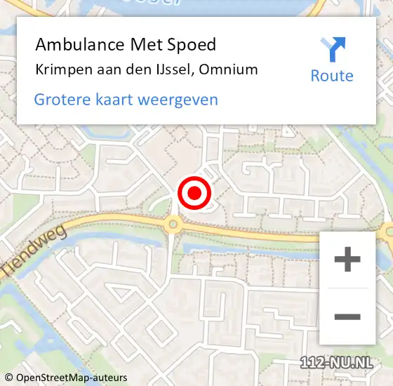 Locatie op kaart van de 112 melding: Ambulance Met Spoed Naar Krimpen aan den IJssel, Omnium op 10 november 2019 04:11