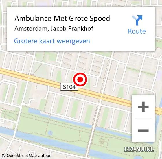 Locatie op kaart van de 112 melding: Ambulance Met Grote Spoed Naar Amsterdam, Jacob Frankhof op 10 november 2019 06:10
