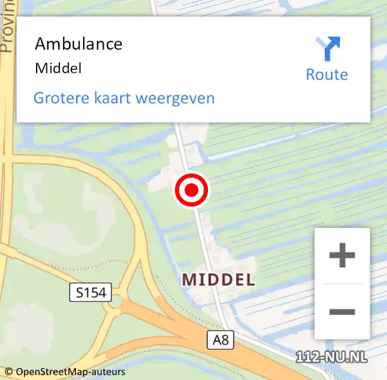 Locatie op kaart van de 112 melding: Ambulance Middel op 10 november 2019 10:35