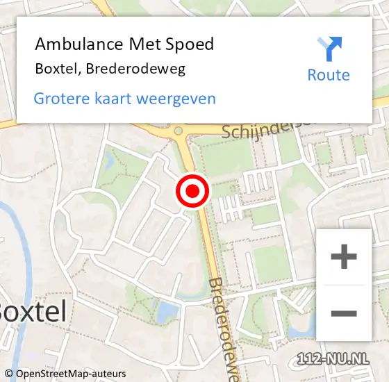 Locatie op kaart van de 112 melding: Ambulance Met Spoed Naar Boxtel, Brederodeweg op 10 november 2019 10:37