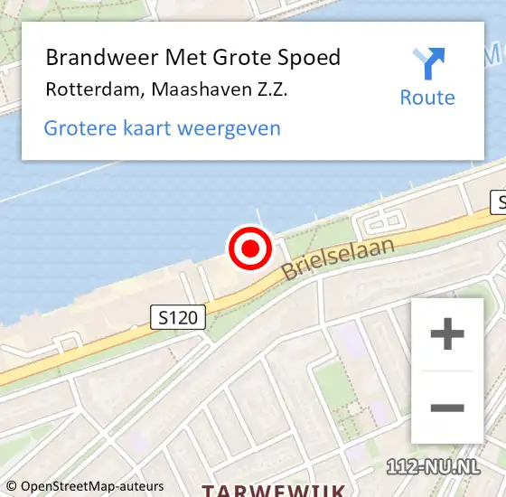 Locatie op kaart van de 112 melding: Brandweer Met Grote Spoed Naar Rotterdam, Maashaven Z.Z. op 10 november 2019 11:25