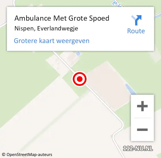 Locatie op kaart van de 112 melding: Ambulance Met Grote Spoed Naar Nispen, Everlandwegje op 10 november 2019 11:28