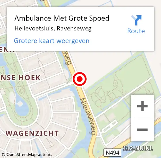 Locatie op kaart van de 112 melding: Ambulance Met Grote Spoed Naar Hellevoetsluis, Ravenseweg op 10 november 2019 12:14