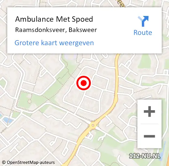 Locatie op kaart van de 112 melding: Ambulance Met Spoed Naar Raamsdonksveer, Baksweer op 10 november 2019 18:25