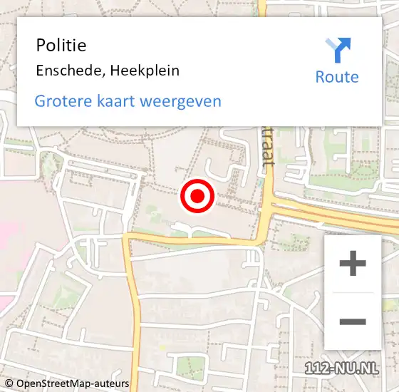 Locatie op kaart van de 112 melding: Politie Enschede, Heekplein op 10 november 2019 20:22