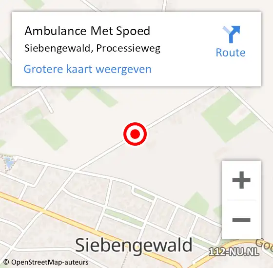 Locatie op kaart van de 112 melding: Ambulance Met Spoed Naar Siebengewald, Processieweg op 11 november 2019 04:05