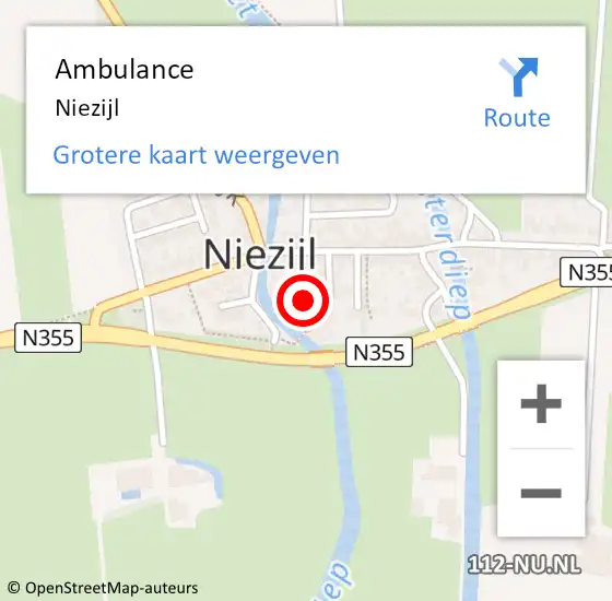 Locatie op kaart van de 112 melding: Ambulance Niezijl op 19 april 2014 12:42