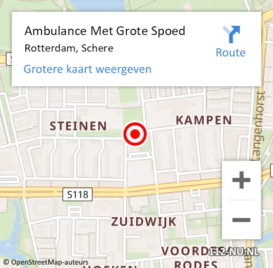Locatie op kaart van de 112 melding: Ambulance Met Grote Spoed Naar Rotterdam, Schere op 11 november 2019 09:05