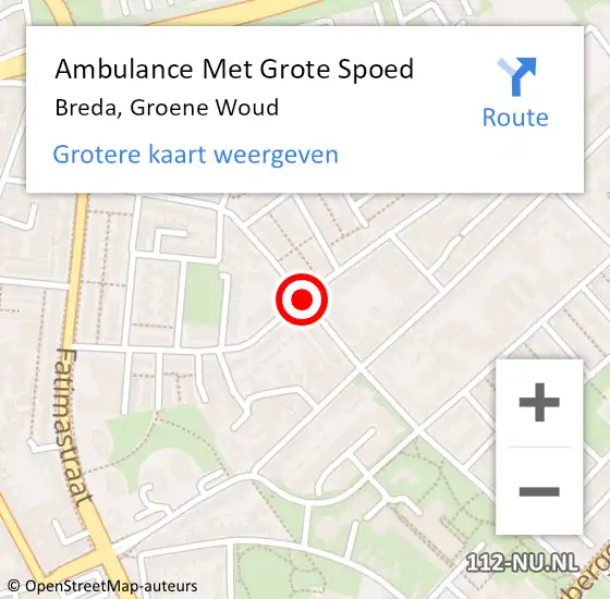 Locatie op kaart van de 112 melding: Ambulance Met Grote Spoed Naar Breda, Groene Woud op 11 november 2019 09:29