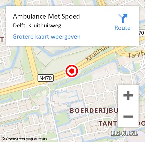 Locatie op kaart van de 112 melding: Ambulance Met Spoed Naar Delft, Kruithuisweg op 11 november 2019 10:32