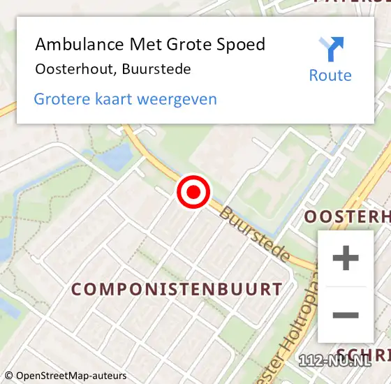 Locatie op kaart van de 112 melding: Ambulance Met Grote Spoed Naar Oosterhout, Buurstede op 11 november 2019 11:35