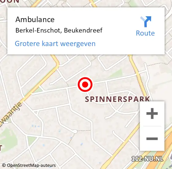 Locatie op kaart van de 112 melding: Ambulance Berkel-Enschot, Beukendreef op 11 november 2019 13:17