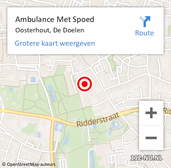 Locatie op kaart van de 112 melding: Ambulance Met Spoed Naar Oosterhout, De Doelen op 11 november 2019 13:56