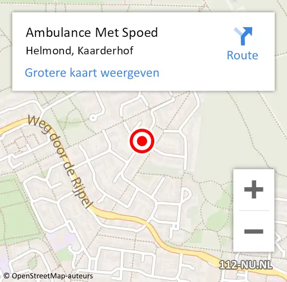 Locatie op kaart van de 112 melding: Ambulance Met Spoed Naar Helmond, Kaarderhof op 11 november 2019 15:28