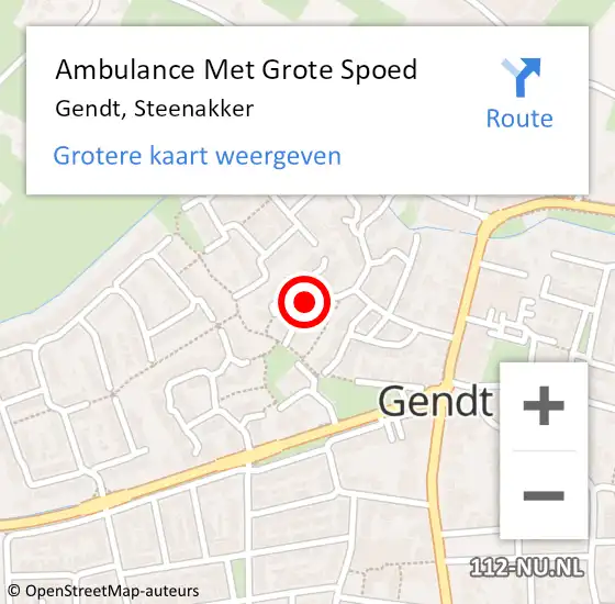 Locatie op kaart van de 112 melding: Ambulance Met Grote Spoed Naar Gendt, Steenakker op 11 november 2019 15:47