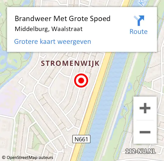 Locatie op kaart van de 112 melding: Brandweer Met Grote Spoed Naar Middelburg, Waalstraat op 11 november 2019 16:13