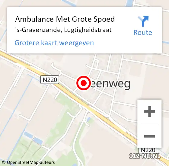 Locatie op kaart van de 112 melding: Ambulance Met Grote Spoed Naar 's-Gravenzande, Lugtigheidstraat op 11 november 2019 19:22