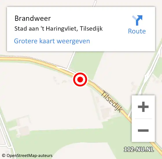 Locatie op kaart van de 112 melding: Brandweer Stad aan 't Haringvliet, Tilsedijk op 11 november 2019 19:40