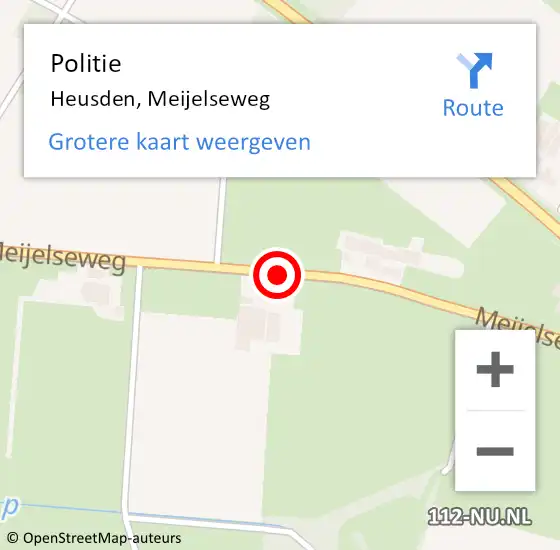 Locatie op kaart van de 112 melding: Politie Heusden, Meijelseweg op 11 november 2019 21:50
