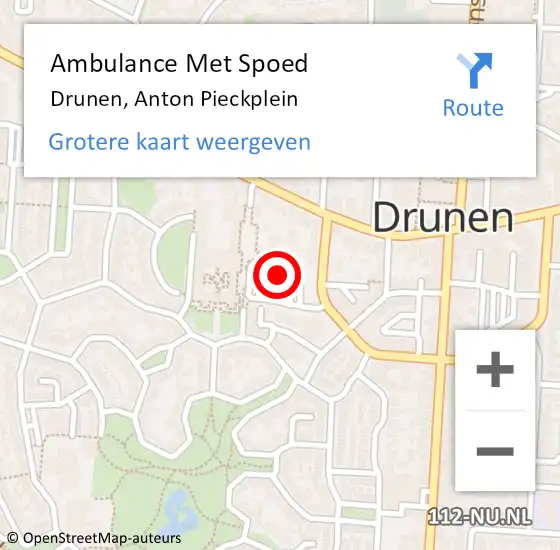 Locatie op kaart van de 112 melding: Ambulance Met Spoed Naar Drunen, Anton Pieckplein op 12 november 2019 02:14