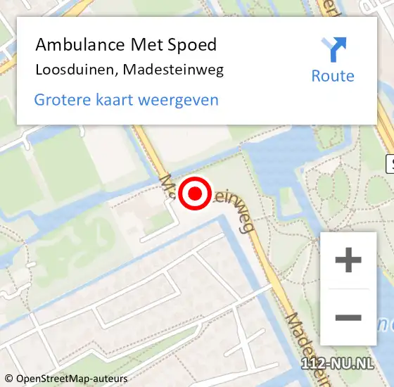 Locatie op kaart van de 112 melding: Ambulance Met Spoed Naar Loosduinen, Madesteinweg op 12 november 2019 04:59