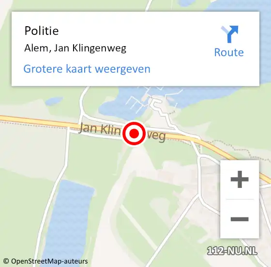 Locatie op kaart van de 112 melding: Politie Alem, Jan Klingenweg op 12 november 2019 08:20