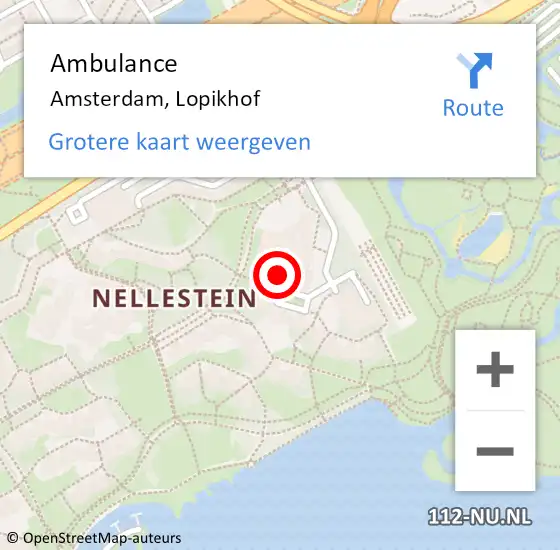 Locatie op kaart van de 112 melding: Ambulance Amsterdam, Lopikhof op 12 november 2019 09:24